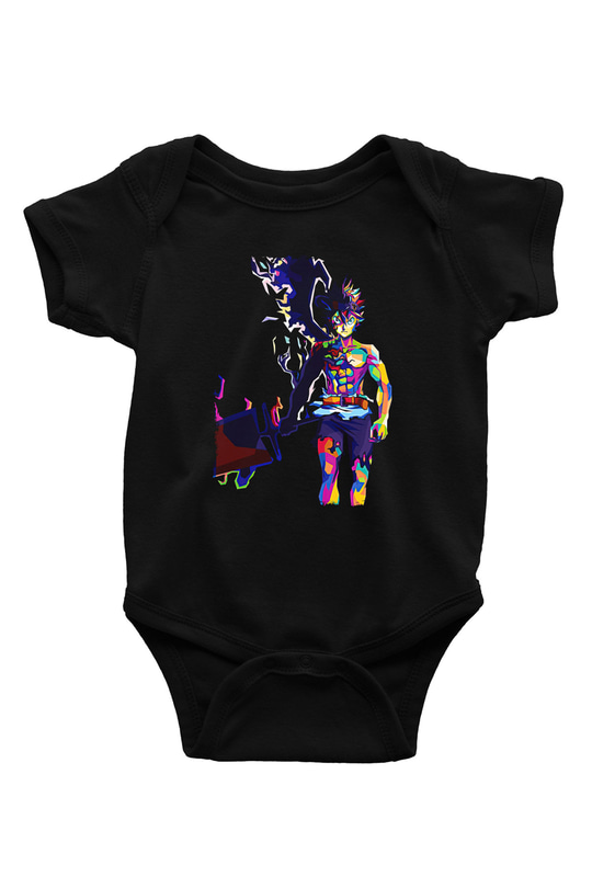 Black Clover Baskılı Unisex Siyah Bebek Body - Zıbın