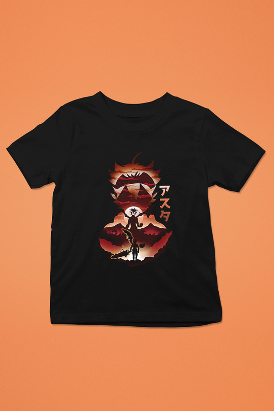 Black Clover Baskılı Unisex Siyah Çocuk Tişört - Tshirt