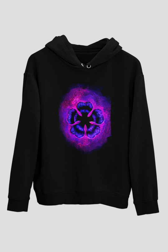 Black Clover Baskılı Unisex Siyah Hoodie