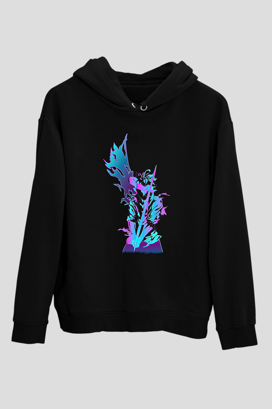 Black Clover Baskılı Unisex Siyah Hoodie
