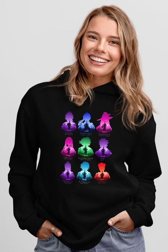 Black Clover Baskılı Unisex Siyah Hoodie