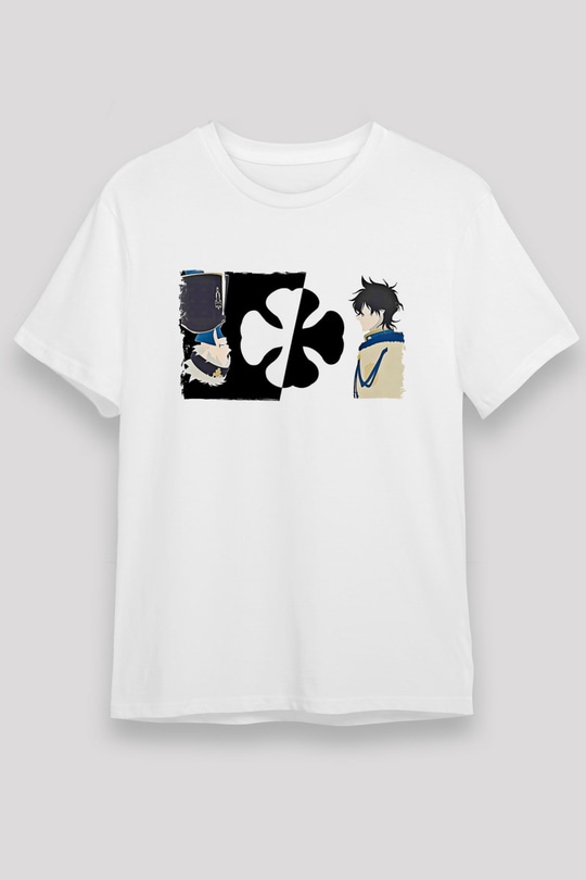 Black Clover Unisex Baskılı Beyaz Tişört - Tshirt
