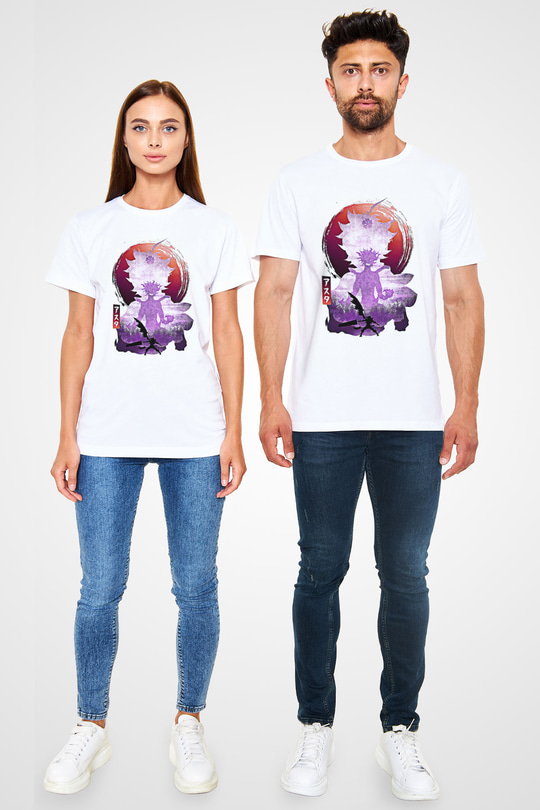 Black Clover Unisex Baskılı Beyaz Tişört - Tshirt