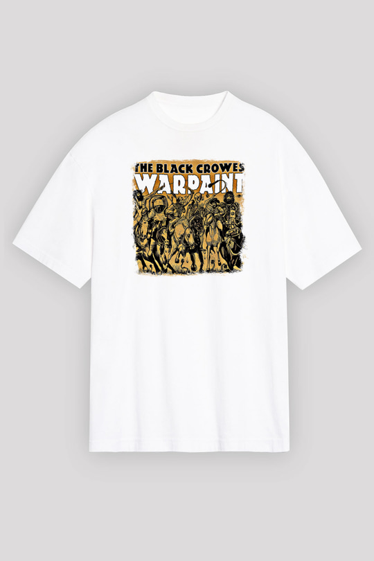 Black Crowes Baskılı Unisex Beyaz Oversize Tişört