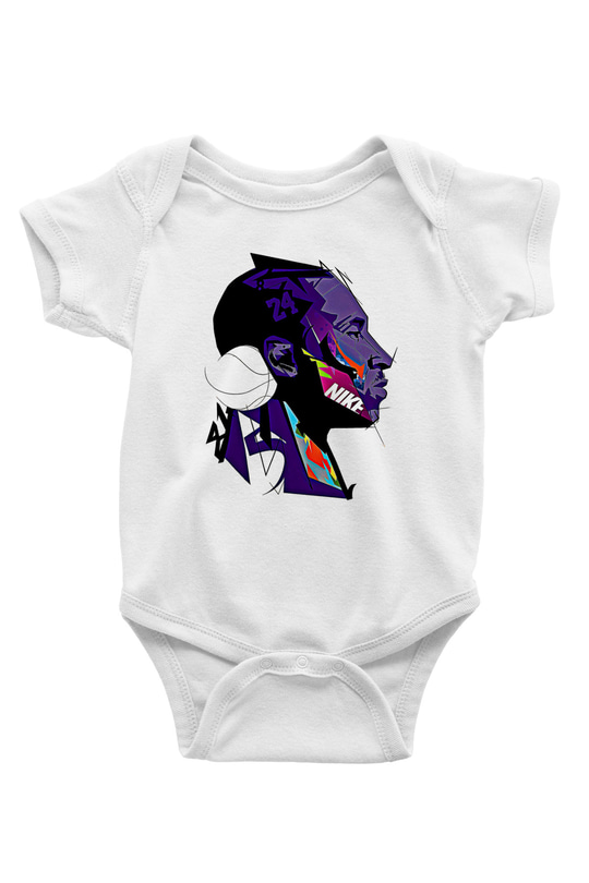 Black Mamba Baskılı Beyaz Unisex Bebek Body - Zıbın