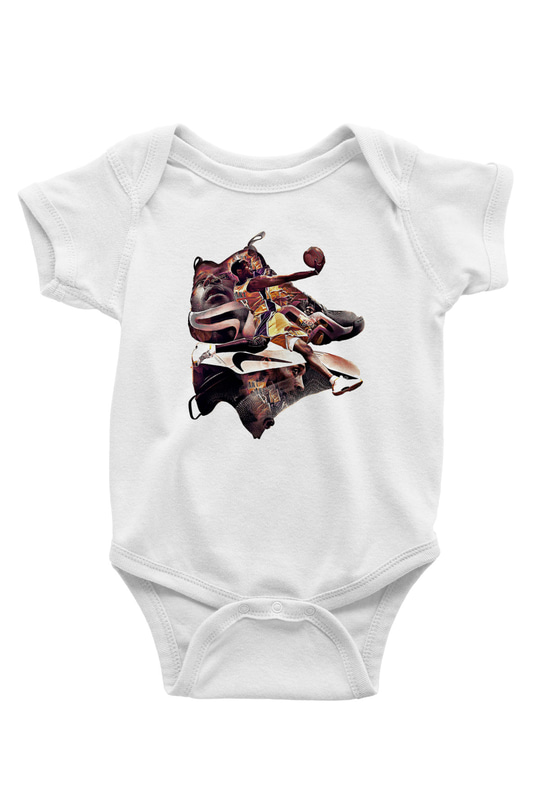 Black Mamba Baskılı Beyaz Unisex Bebek Body - Zıbın