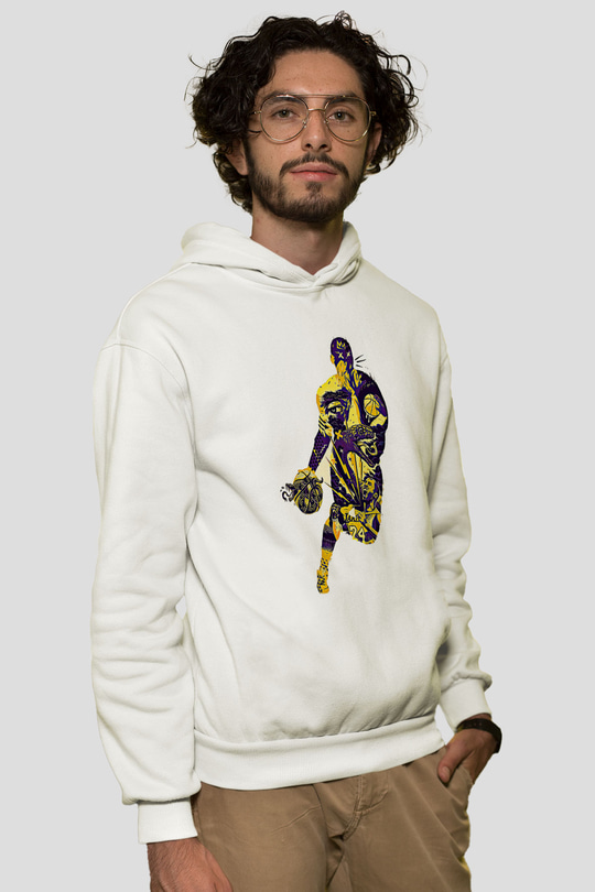 Black Mamba Baskılı Beyaz Unisex Kapüşonlu Sweatshirt