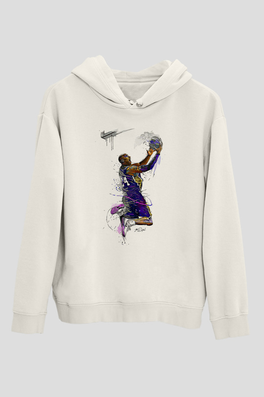Black Mamba Baskılı Beyaz Unisex Kapüşonlu Sweatshirt