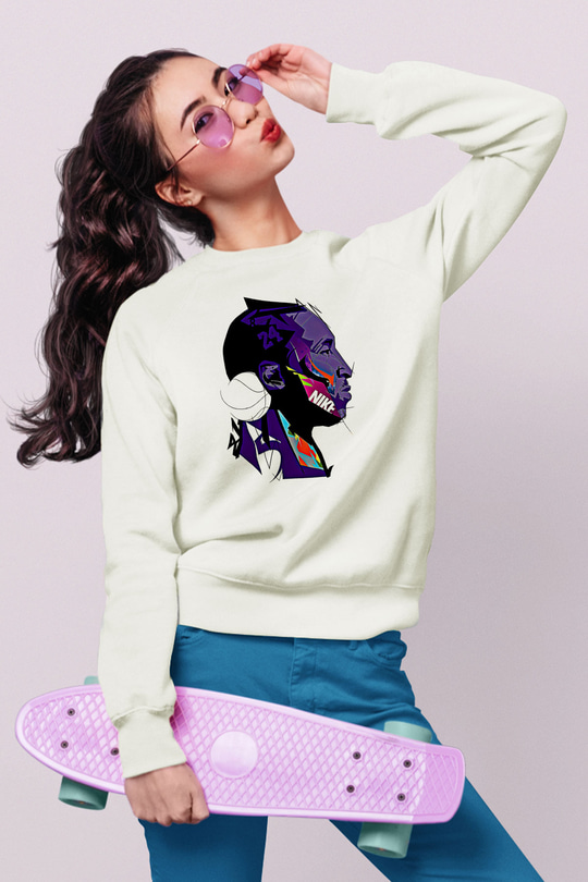 Black Mamba Baskılı Beyaz Unisex Sweatshirt