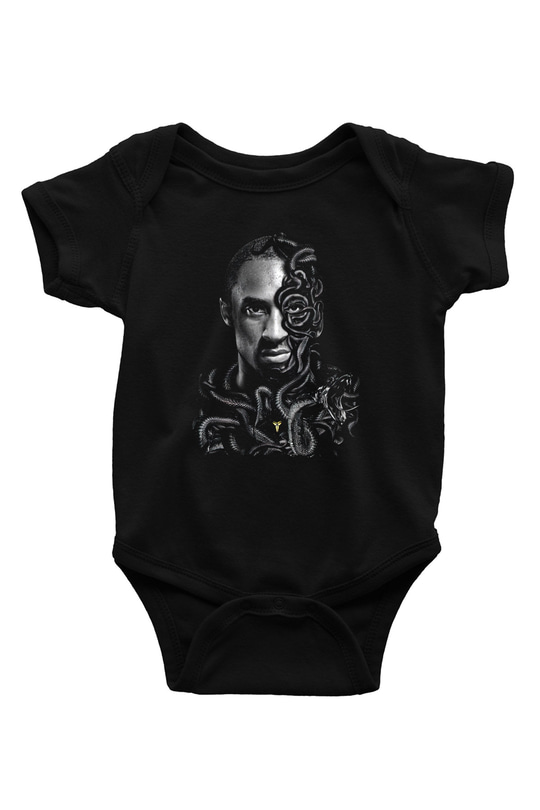 Black Mamba Baskılı Unisex Siyah Bebek Body - Zıbın