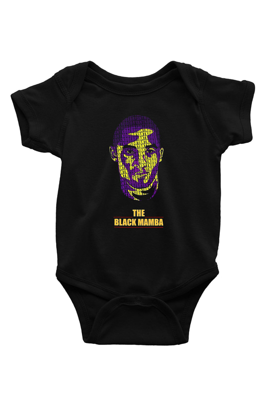 Black Mamba Baskılı Unisex Siyah Bebek Body - Zıbın
