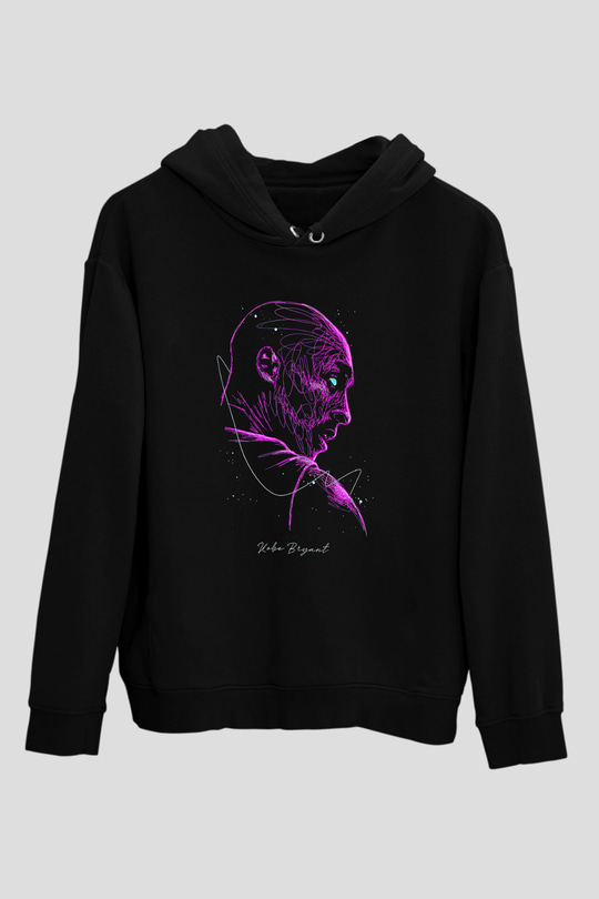 Black Mamba Baskılı Unisex Siyah Kapüşonlu Sweatshirt