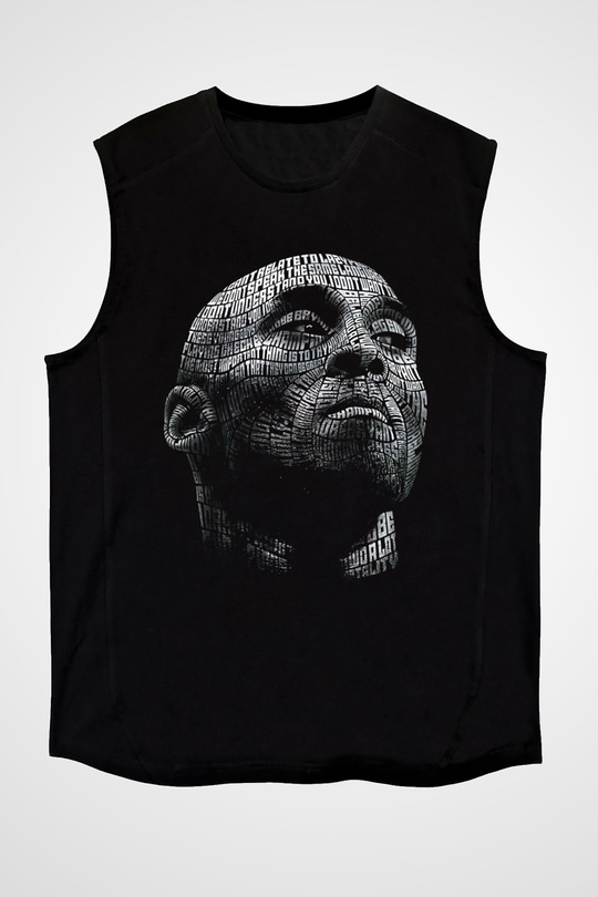 Black Mamba Baskılı Unisex Siyah Kolsuz Tişört - Tshirt