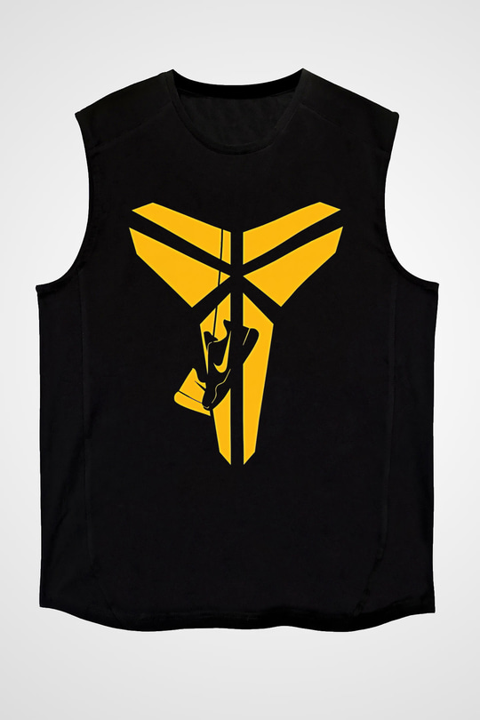 Black Mamba Baskılı Unisex Siyah Kolsuz Tişört - Tshirt
