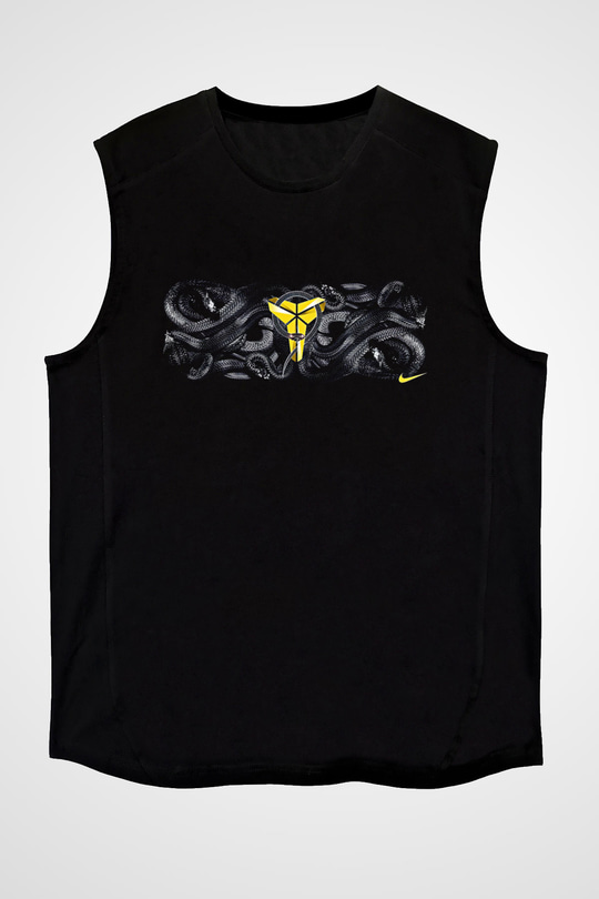 Black Mamba Baskılı Unisex Siyah Kolsuz Tişört - Tshirt