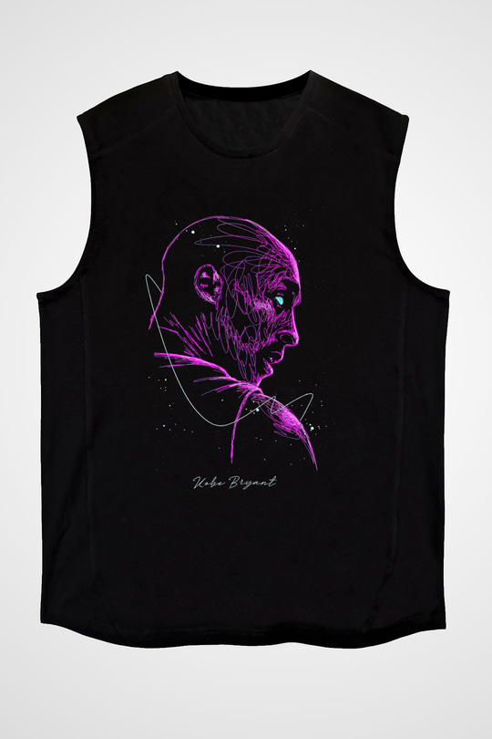 Black Mamba Baskılı Unisex Siyah Kolsuz Tişört - Tshirt