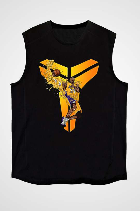 Black Mamba Baskılı Unisex Siyah Kolsuz Tişört - Tshirt