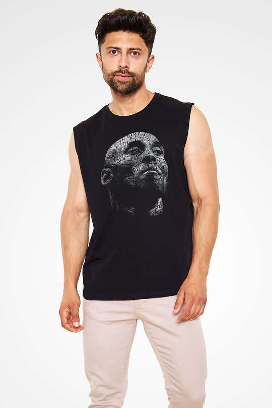 Black Mamba Baskılı Unisex Siyah Kolsuz Tişört - Tshirt