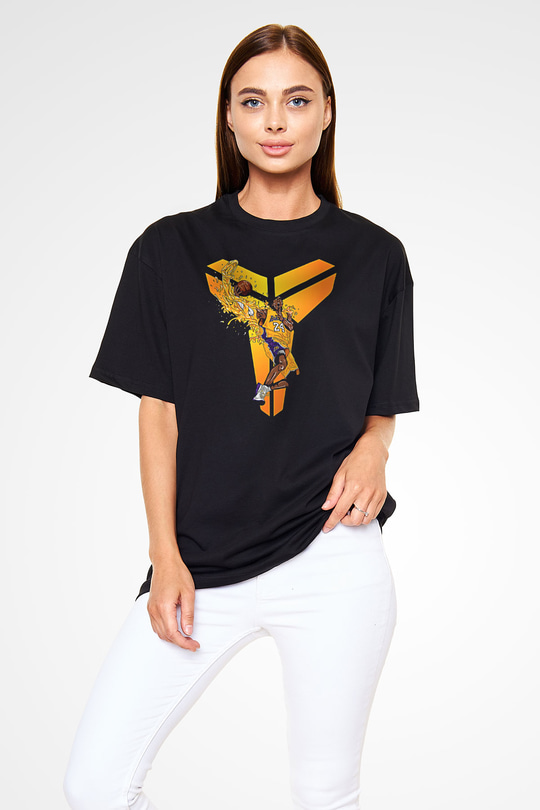Black Mamba Baskılı Unisex Siyah Oversize Tişört - Tshirt