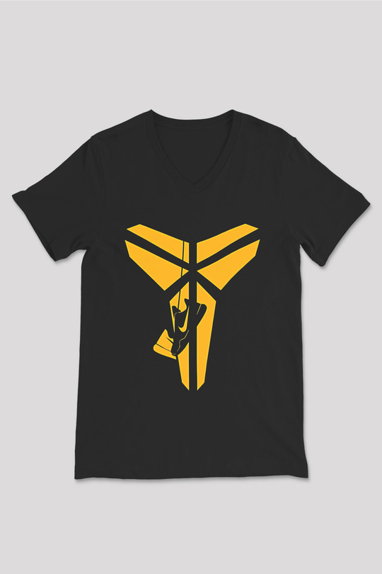 Black Mamba Baskılı Unisex Siyah V Yaka Tişört - Tshirt