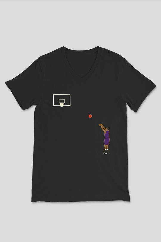 Black Mamba Baskılı Unisex Siyah V Yaka Tişört - Tshirt
