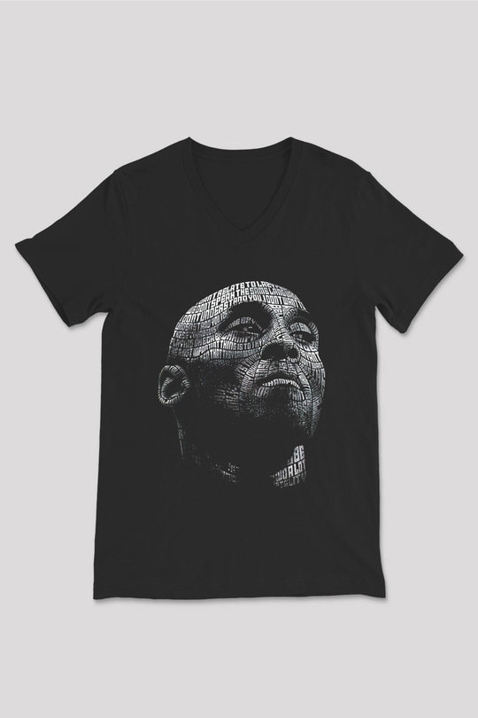 Black Mamba Baskılı Unisex Siyah V Yaka Tişört - Tshirt