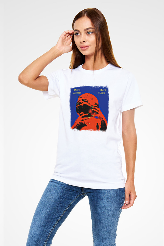Black Sabbath Baskılı Unisex Beyaz Tişört
