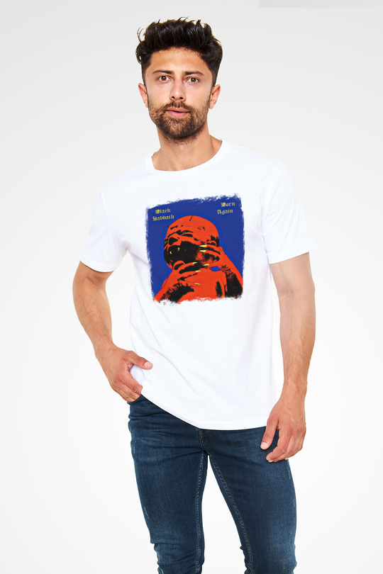 Black Sabbath Baskılı Unisex Beyaz Tişört