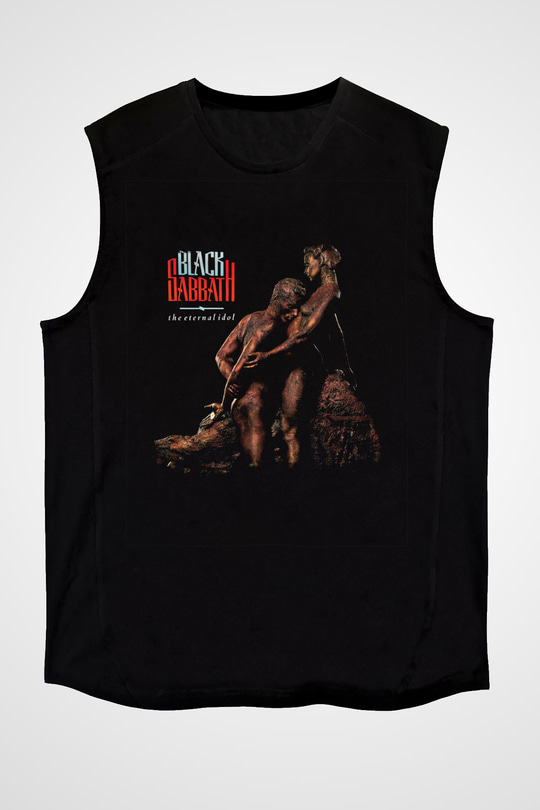 Black Sabbath Baskılı Unisex Siyah Kolsuz Tişört