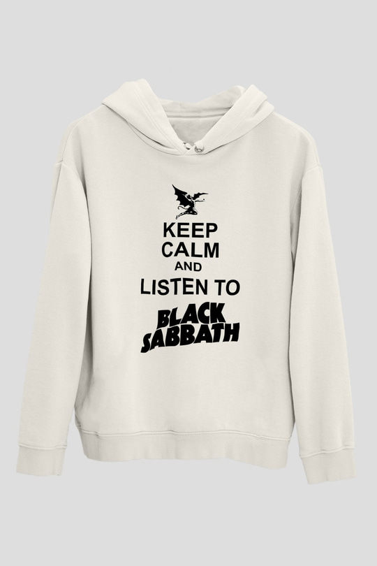 Black Sabbath Beyaz Unisex Kapşonlu Sweatshirt