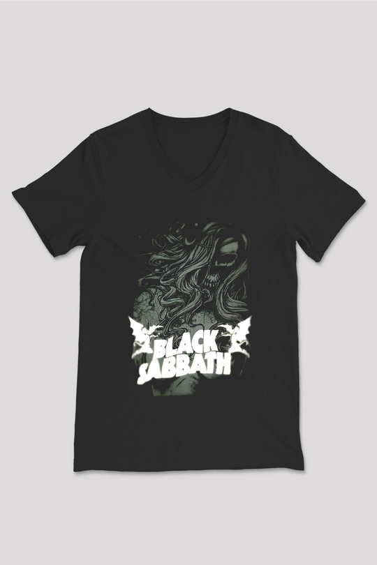 Black Sabbath Siyah Unisex V Yaka Tişört