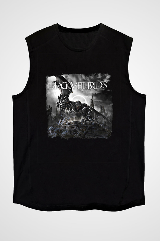 Black Veil Brides Baskılı Unisex Siyah Kolsuz Tişört