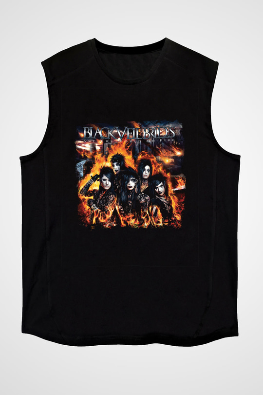Black Veil Brides Baskılı Unisex Siyah Kolsuz Tişört