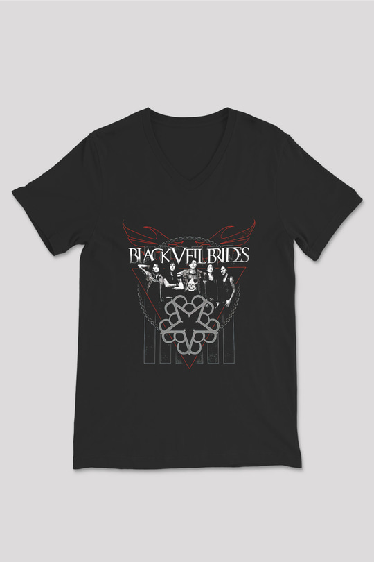 Black Veil Brides Siyah Unisex V Yaka Tişört T-Shirt