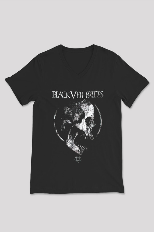 Black Veil Brides Siyah Unisex V Yaka Tişört T-Shirt
