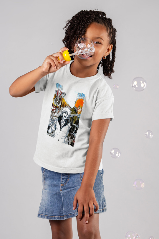 Bleach Baskılı Beyaz Unisex Beyaz Çocuk Tişört - Tshirt