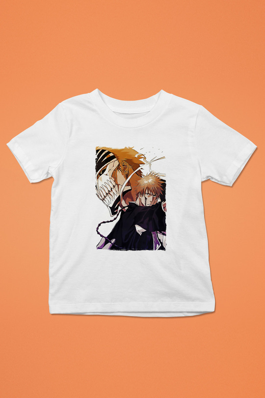 Bleach Baskılı Beyaz Unisex Beyaz Çocuk Tişört - Tshirt