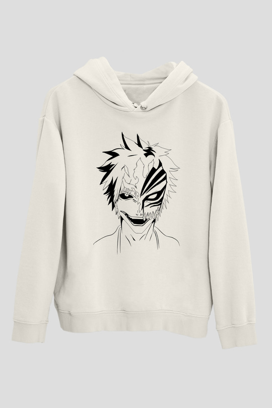Bleach Baskılı Beyaz Unisex Hoodie