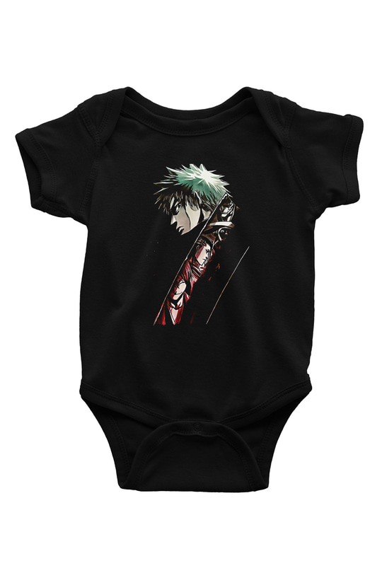 Bleach Baskılı Unisex Siyah Bebek Body - Zıbın