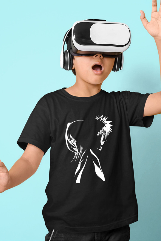 Bleach Baskılı Unisex Siyah Çocuk Tişört - Tshirt