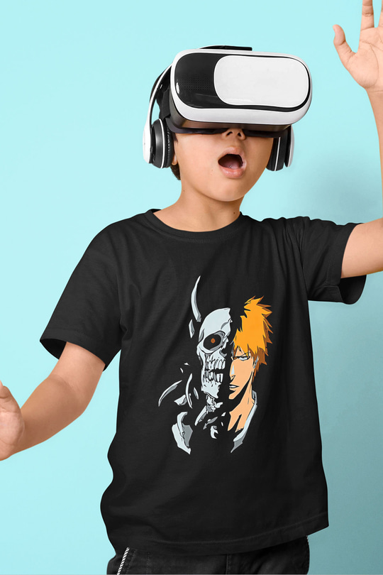 Bleach Baskılı Unisex Siyah Çocuk Tişört - Tshirt