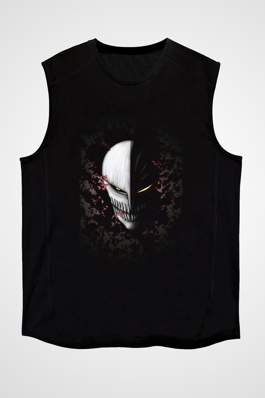 Bleach Baskılı Unisex Siyah Kolsuz Tişört - Tshirt