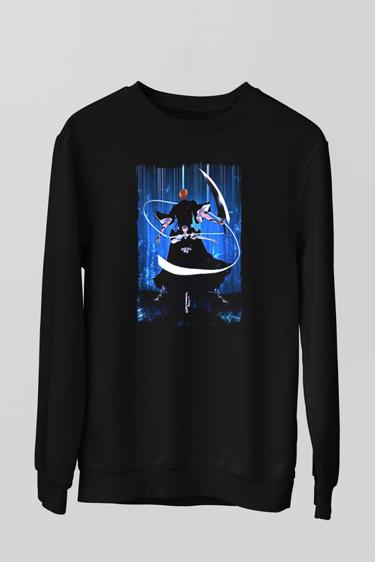 Bleach Baskılı Unisex Siyah Sweatshirt