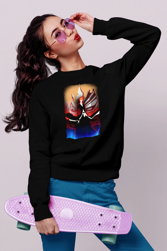 Bleach Baskılı Unisex Siyah Sweatshirt