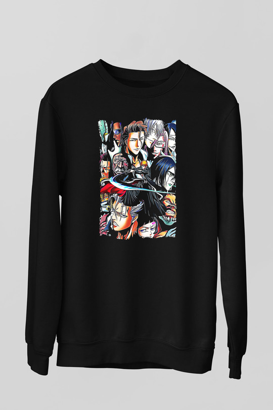 Bleach Baskılı Unisex Siyah Sweatshirt