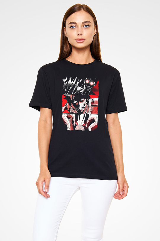 Bleach Baskılı Unisex Siyah Tişört - Tshirt