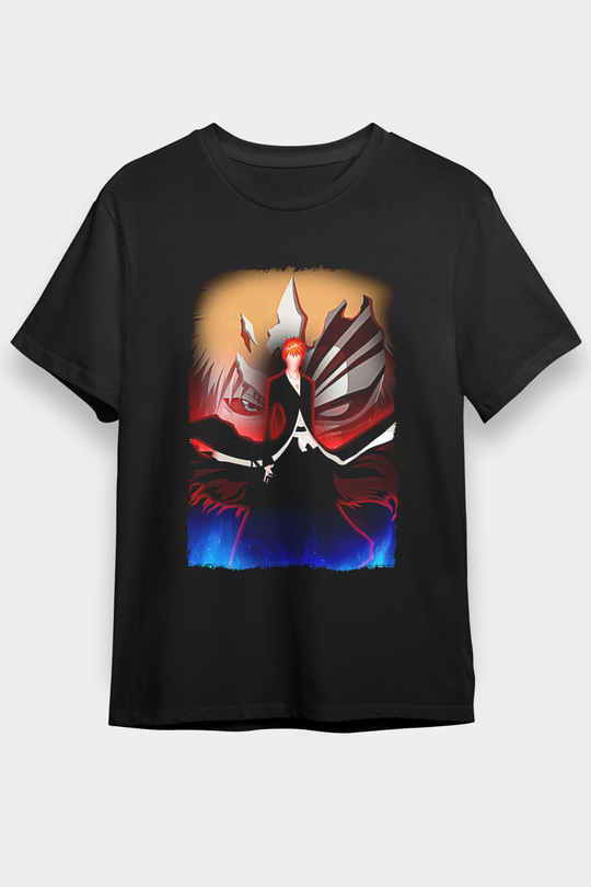 Bleach Baskılı Unisex Siyah Tişört - Tshirt