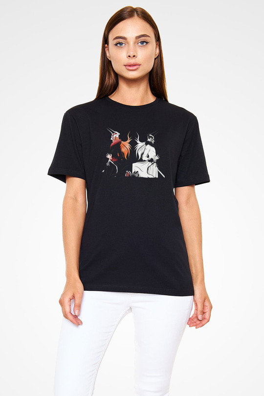 Bleach Baskılı Unisex Siyah Tişört - Tshirt