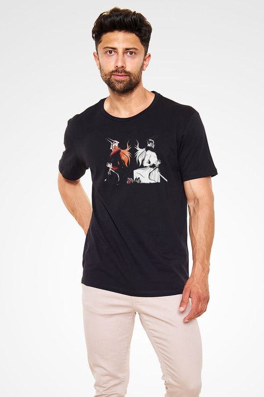 Bleach Baskılı Unisex Siyah Tişört - Tshirt