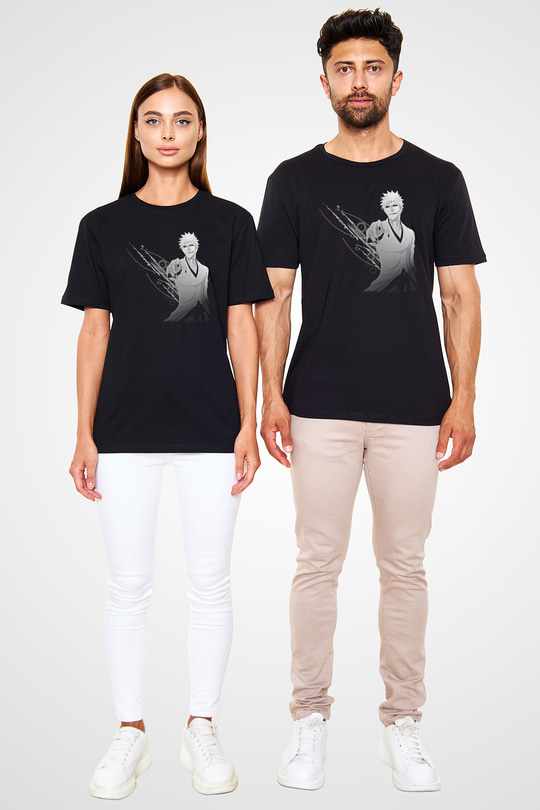 Bleach Baskılı Unisex Siyah Tişört - Tshirt
